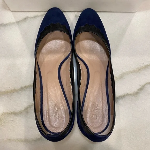 Chloe Heels size 40 Navy Suede Black Mesh - Picture 5 of 16